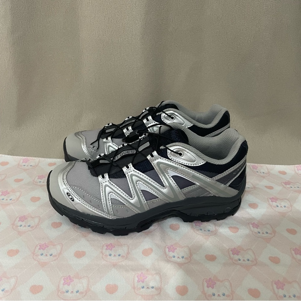 Salomon Silver and Black Trail Sneakers